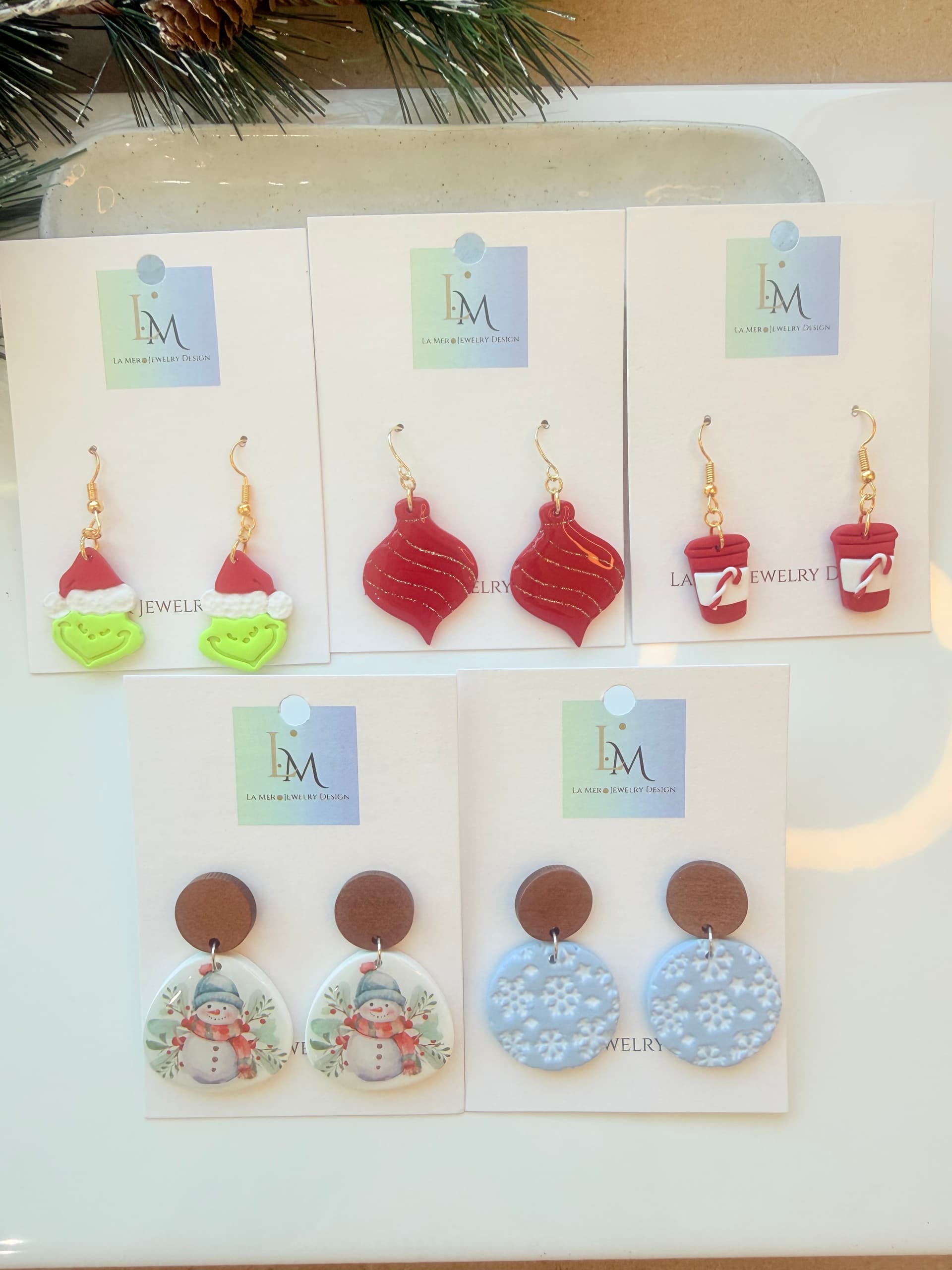 Handmade clay Christmas earrings starting at $18