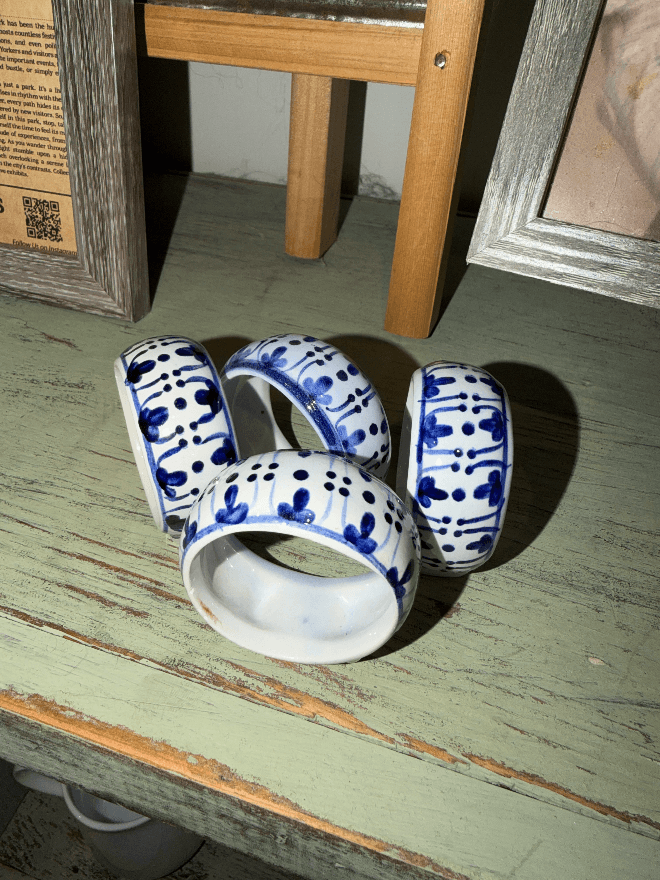 Hand painted ceramic napkin rings